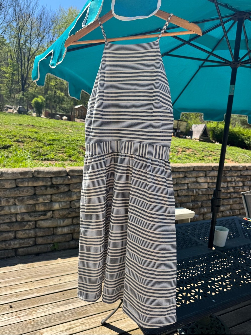 Banana Republic Striped Halter Midi Skirt in Navy and White